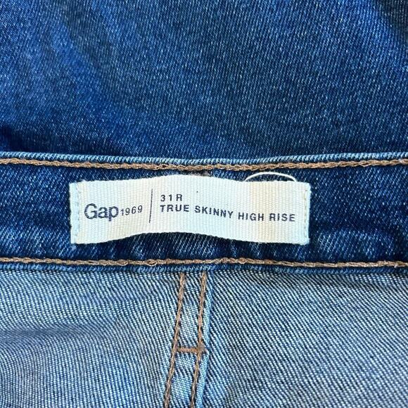 Gap 1969 True Skinny High Rise Jeans Dark Wash Blue Womens Size 31R - Picture 7 of 7